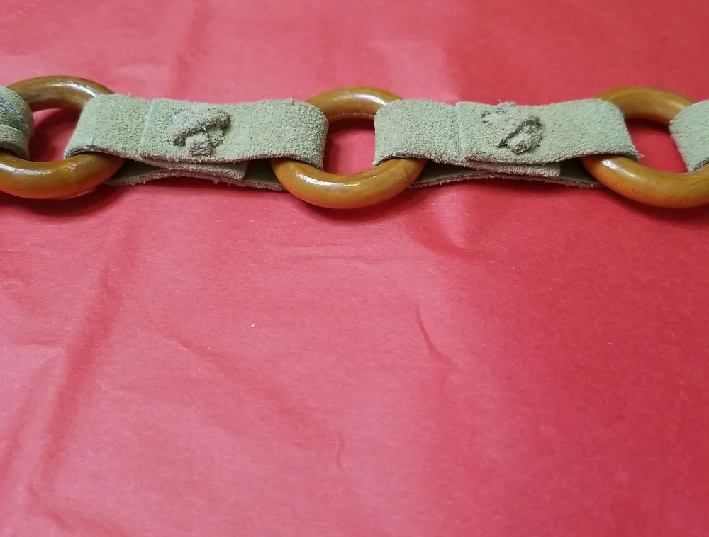 Unisex Leather & Wood handmade belt 54
